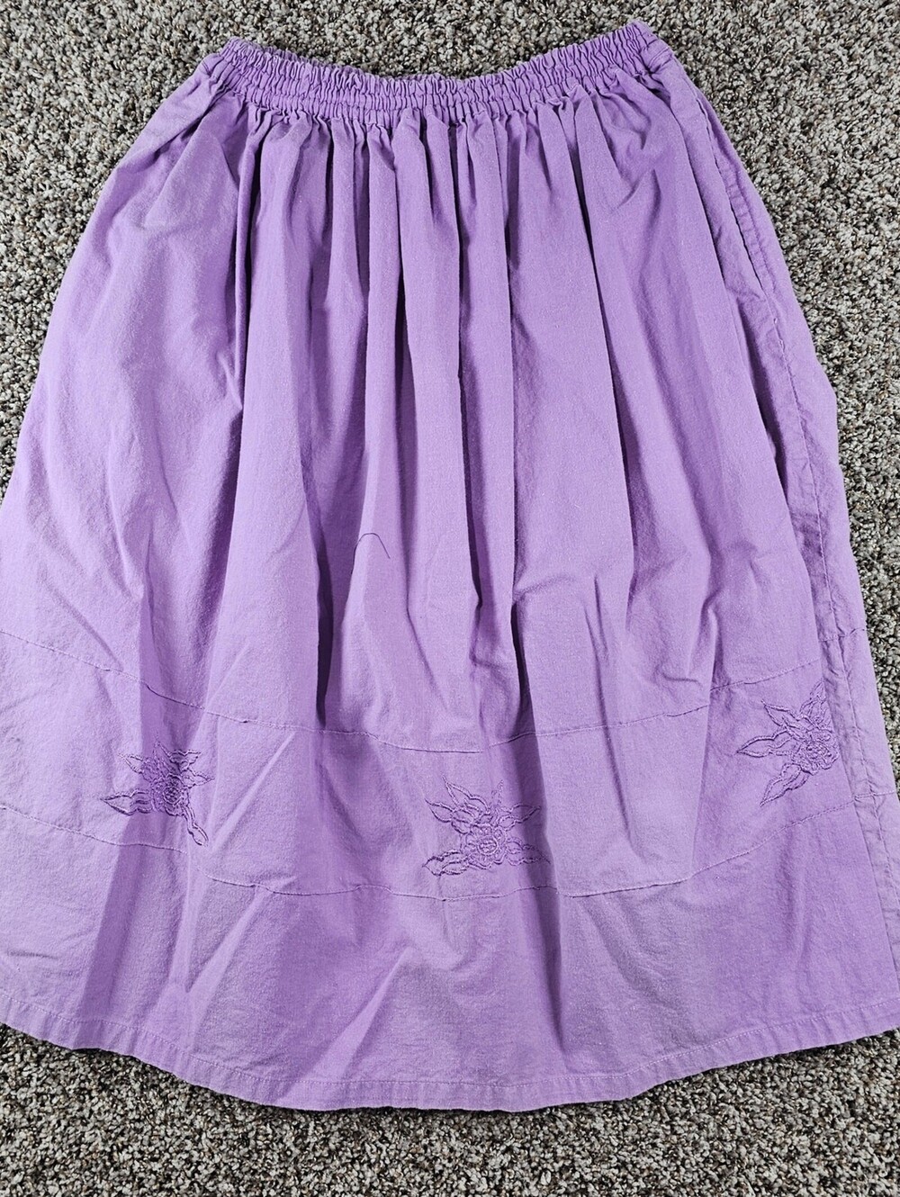 Vtg Carolina Bay Womens Sz M Midi Length A Line Skirt Light Purple Embroidered - Picture 4 of 4